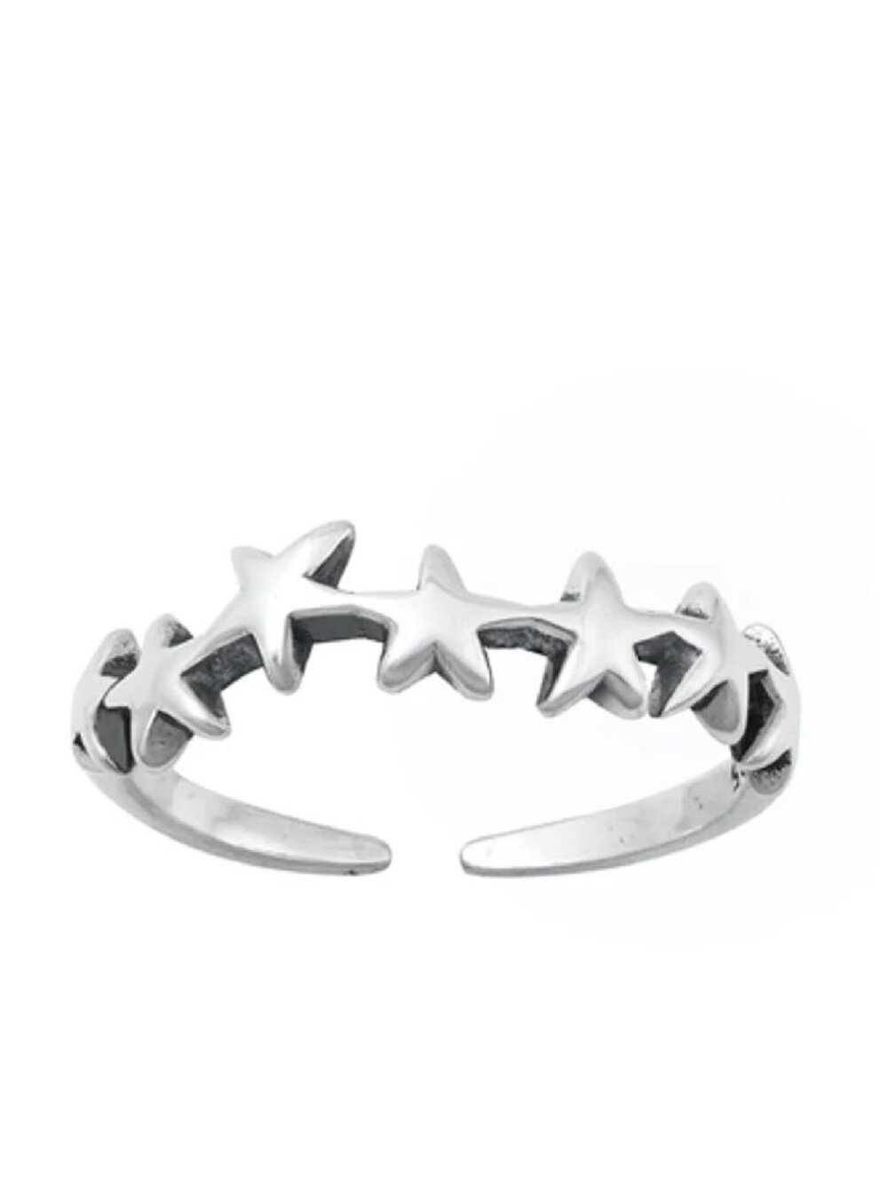 NWT- Sterling Silver (925) Adjustable Toe Ring, Line of Stars